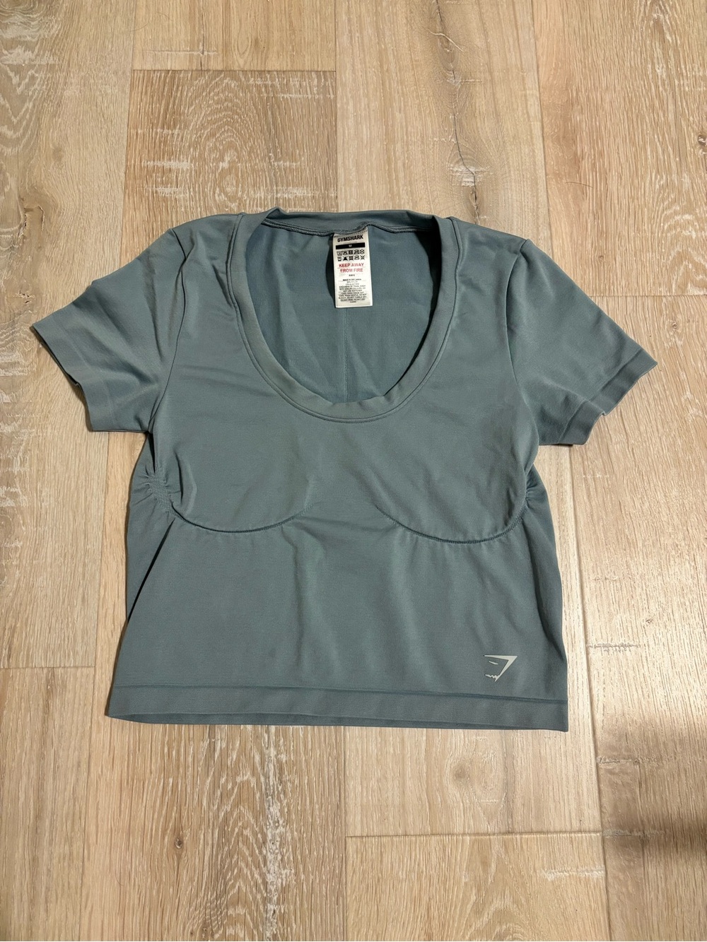 Gymshark Softsculpt T-Shirt with Shelf - Women's Rest Blue Scoop Neck Top Medium